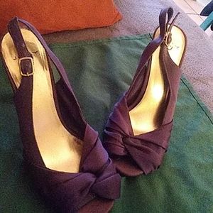 Joey size 8 Satin purple open toe sling backs